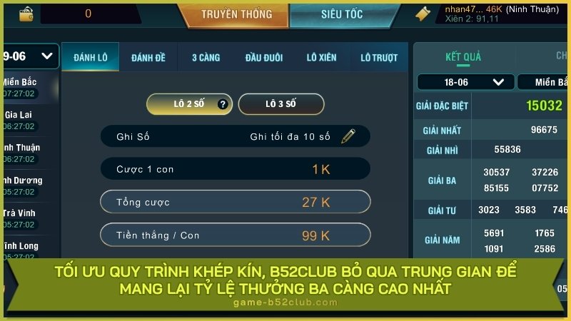 Tối ưu quy trình khép kín, B52Club bỏ qua trung gian để mang lại tỷ lệ thưởng ba càng cao nhất.