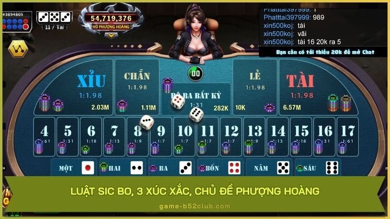 Luật Sic Bo, 3 xúc xắc, chủ đề Phượng hoàng
